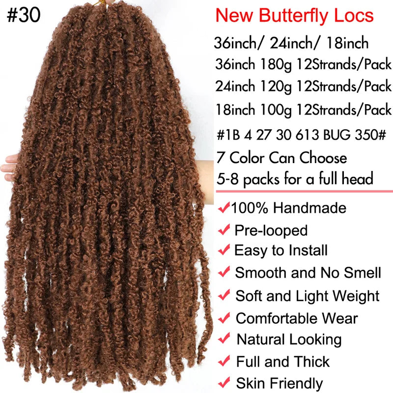 Distressed Butterfly Locs Crochet Hair - Faux Locs Braiding Extensions for Women