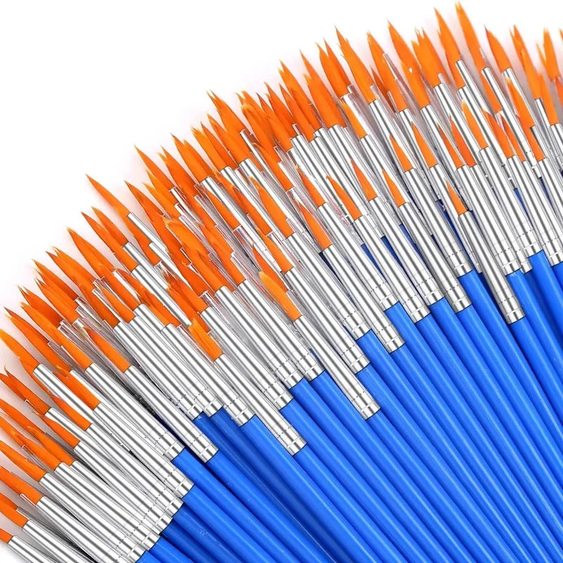 Art Paintbrush Set 12/24 Pcs | Round & Flat Hair Nylon Brushes for Oil, Watercolor & Acrylic Painting