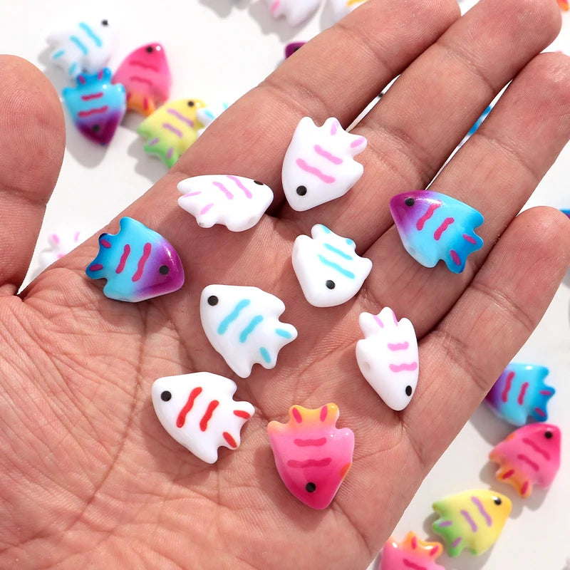10pcs Colorful Acrylic Ocean Fish Spacer Beads for Jewelry Making & Crafts