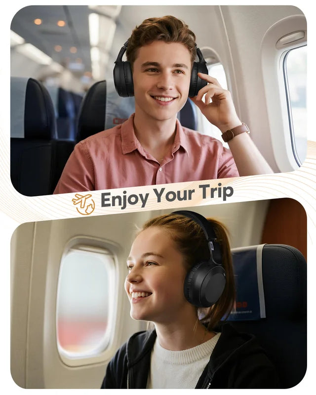 Wireless Over-Ear Bluetooth Headphones with 40mm Drivers, Foldable Design, Multi-Device Pairing