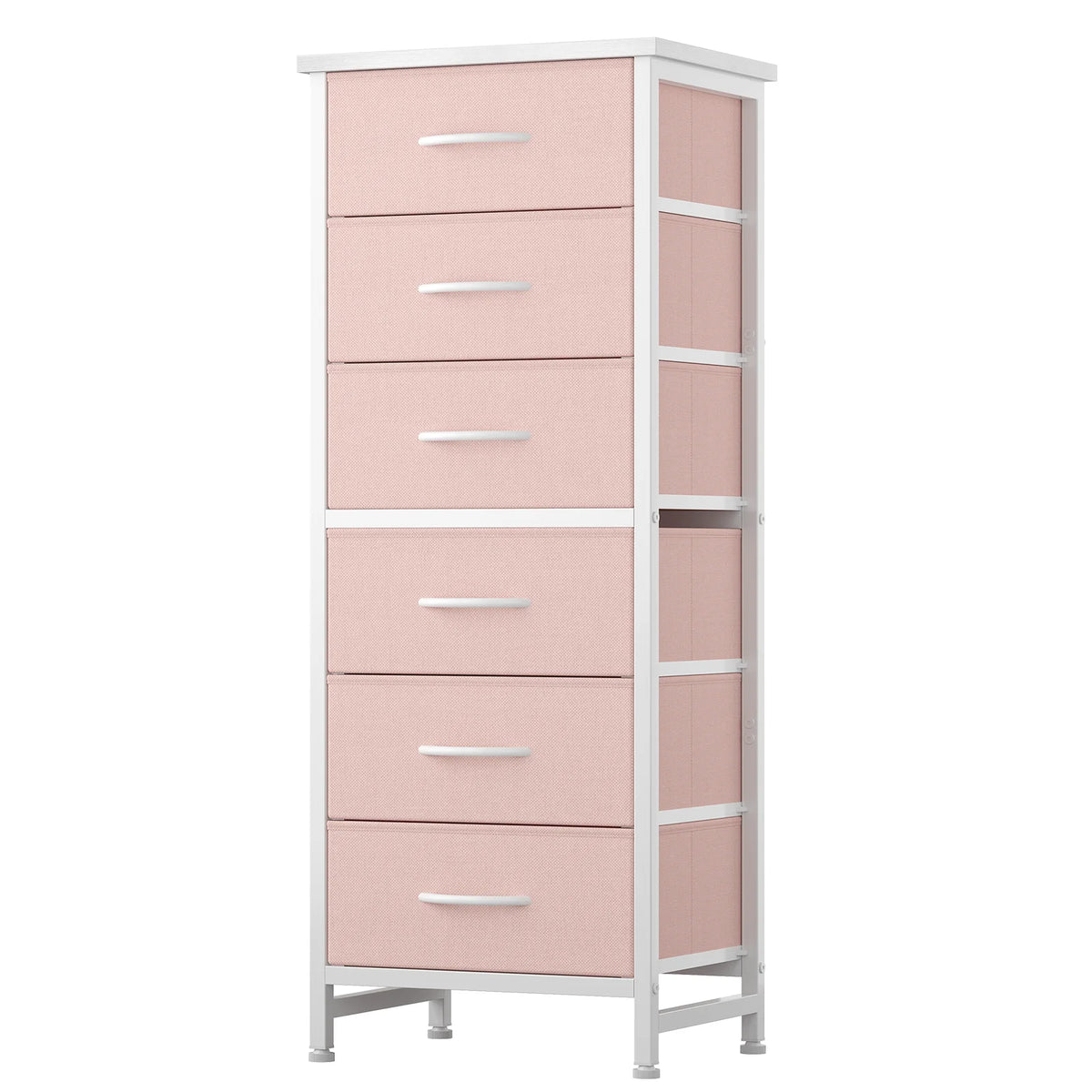 Tall Fabric Drawer Dresser with Wooden Top - Slim Storage Tower for Bedroom & Closet