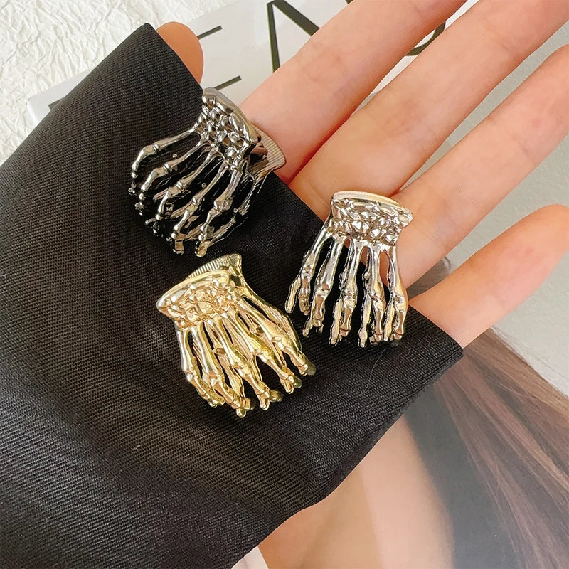 Gothic Skeleton Hand Shark Hair Clip Set Dark Punk Hair Accessories