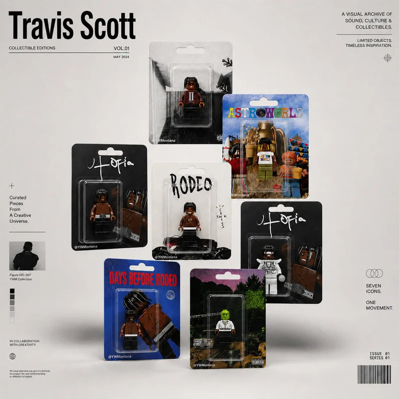 Handmade Collectible Building Block Mini Figure - Travis Scott Rodeo Album Display