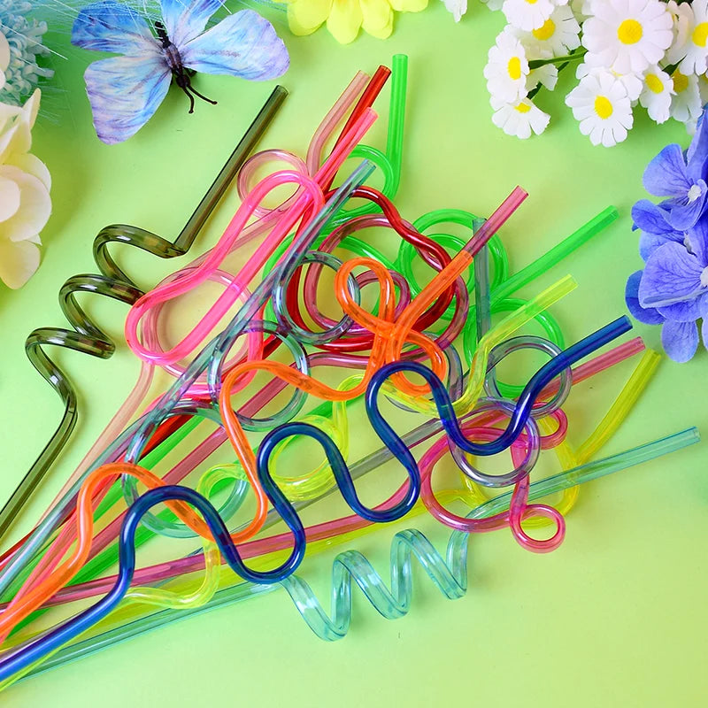 Set of Reusable Spiral Drinking Straws for Parties Bars & Weddings - Multiple Colors