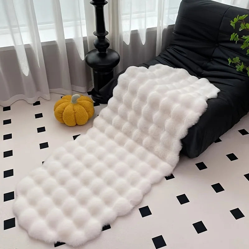Oval Plush Rabbit Fur Rug - Soft Winter Carpet for Living Room & Bedroom