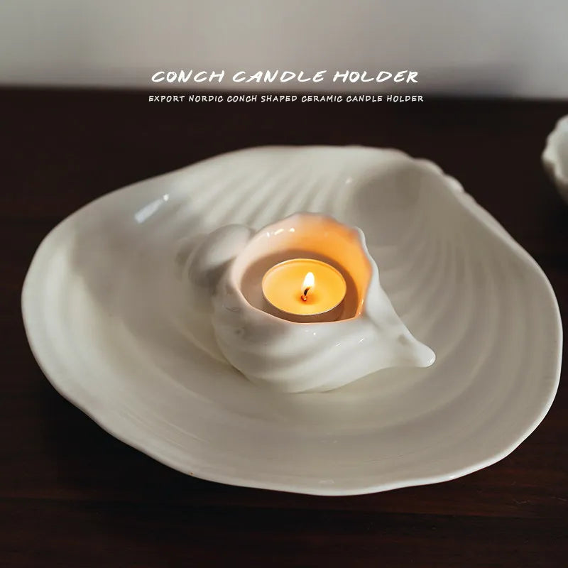 Conch Shape Ceramic Candle Holder - Nordic Style Home Decor Ornament