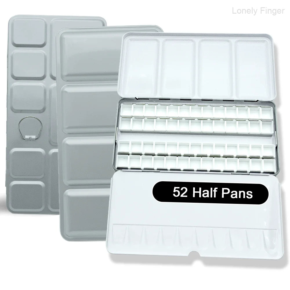 Empty Watercolor Palette Metal Paint Case with 28/52 Pans for Travel & Art