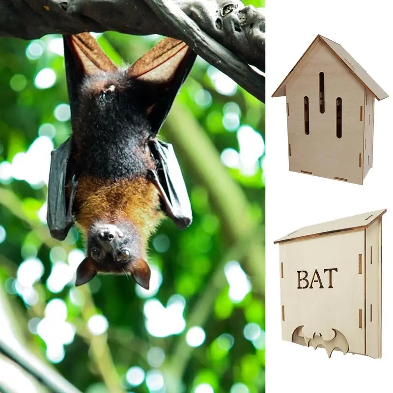 Wood Bat House Outdoor Animal Habitat Shelter for Gardeners and Nature Lovers