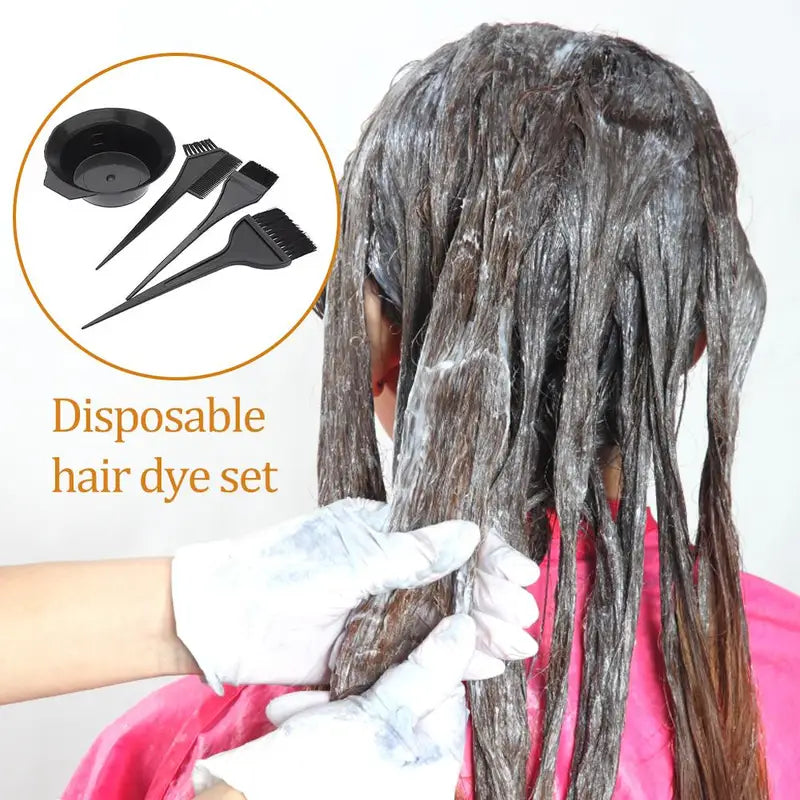 4-Piece Hair Dyeing Brush Set with Bowls and Comb Applicator for Salon & Home Use