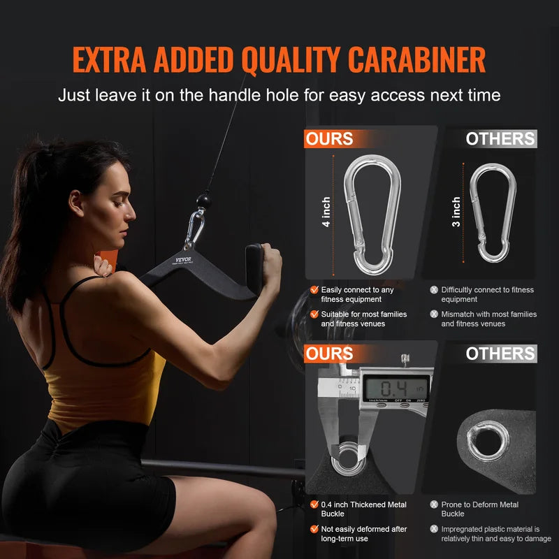 Heavy-Duty Lat Pulldown Cable Attachment with Rubber-Coated Handle for Strength Training