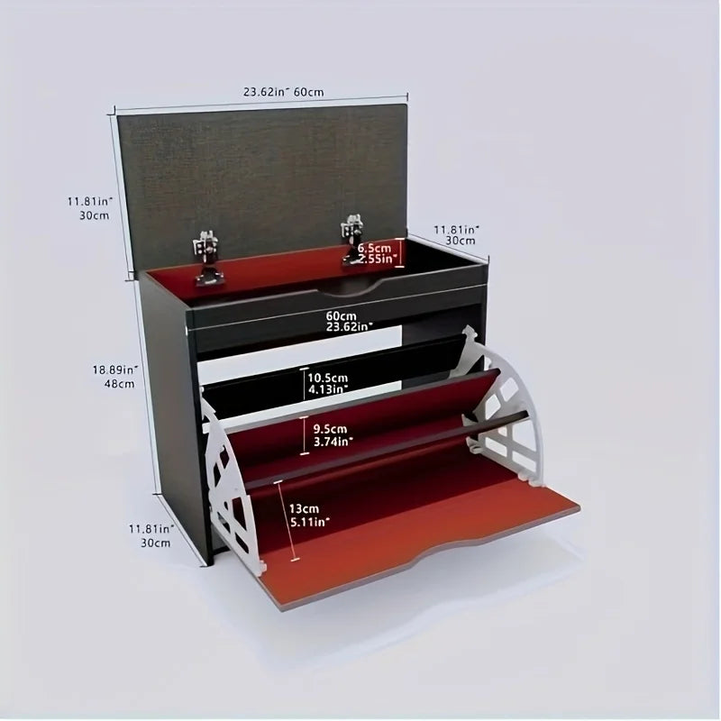 Foldable Shoe Cabinet with Bench - 3-Tier Entryway Shoe Organizer for Small Spaces