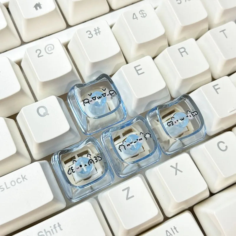 Cute Cat Profile WASD Keycap Set for Mechanical Keyboard - Multiple Colors
