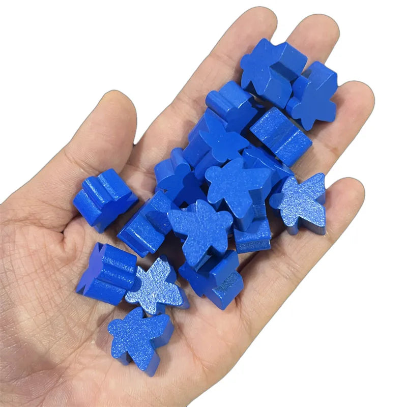 Wooden Meeples Board Game Pieces Set - 14 Colors, 16mm Replacement Pawns