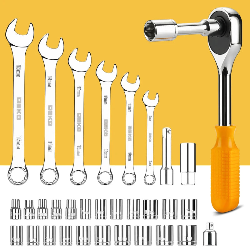 228-Piece Socket Wrench Auto Repair Tool Set with Plastic Toolbox