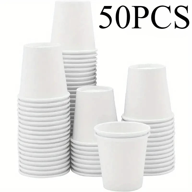 Disposable Mini Paper Cups 50/100pcs for Coffee Candy Tasting Party, Thick & Durable