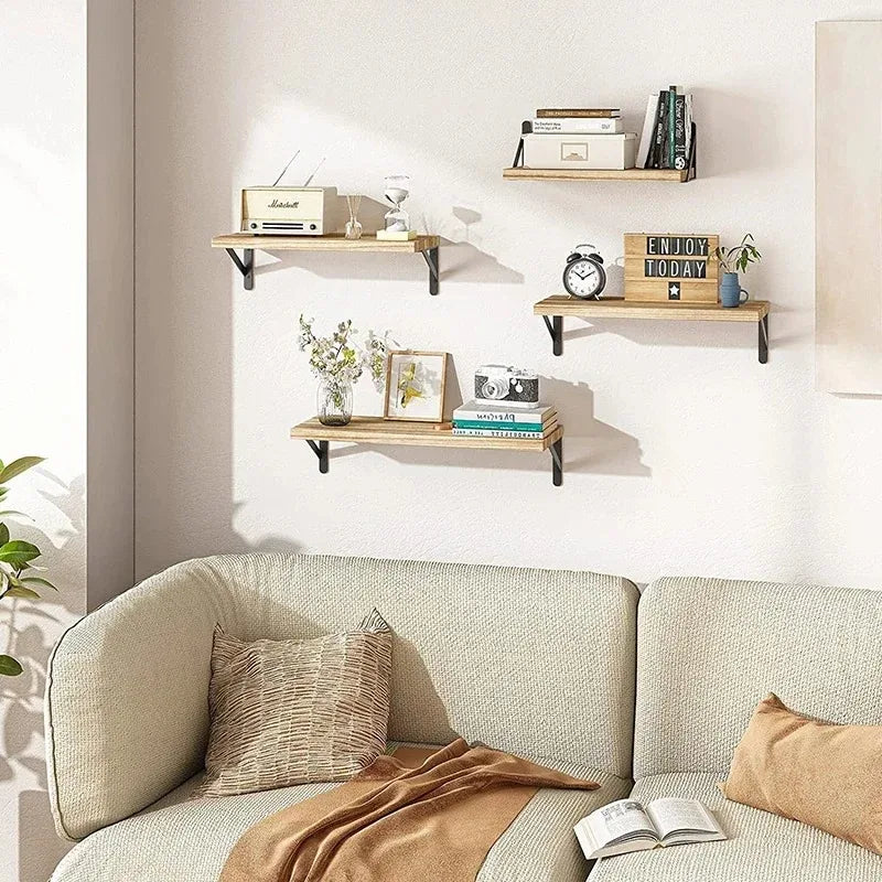 Wooden Wall Mounted Floating Shelves for Bathroom Kitchen Living Room Storage
