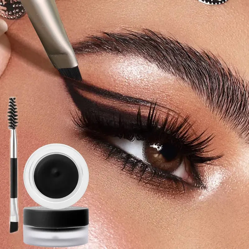 Waterproof Eyebrow Pomade with Brush - Quick Dry, Sweat & Water Resistant, Non-Breaking Brown & Light Brown Shades