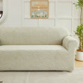 Jacquard Leaves Pattern Sofa Slipcover - Non-Slip Stretch Protector for L-Shaped & Sectional Sofas