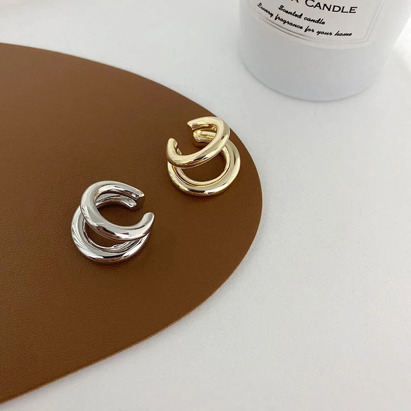 Fake Ear Cuff Double Circle Faux Earrings for Women & Men – Vintage Hiphop Jewelry