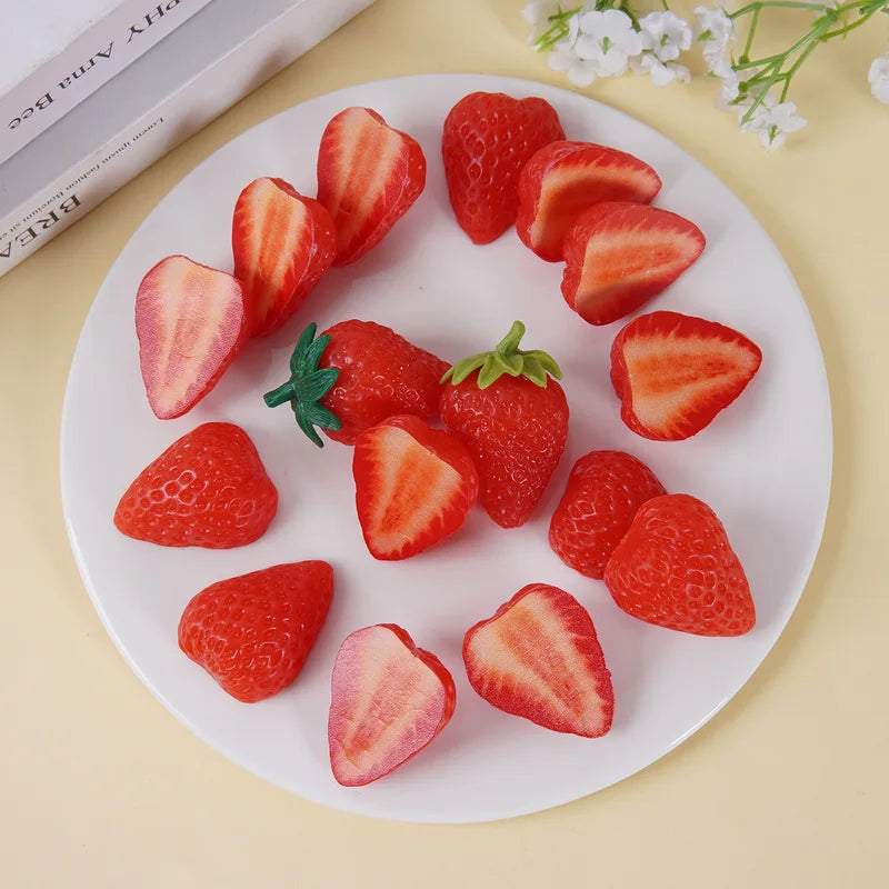 Artificial Strawberry Decor 10PCS Faux Fruit Model for Photography & Home Display