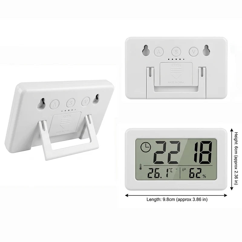 Digital Clock with Temperature and Humidity Meter - Battery Powered Indoor Environment Monitor