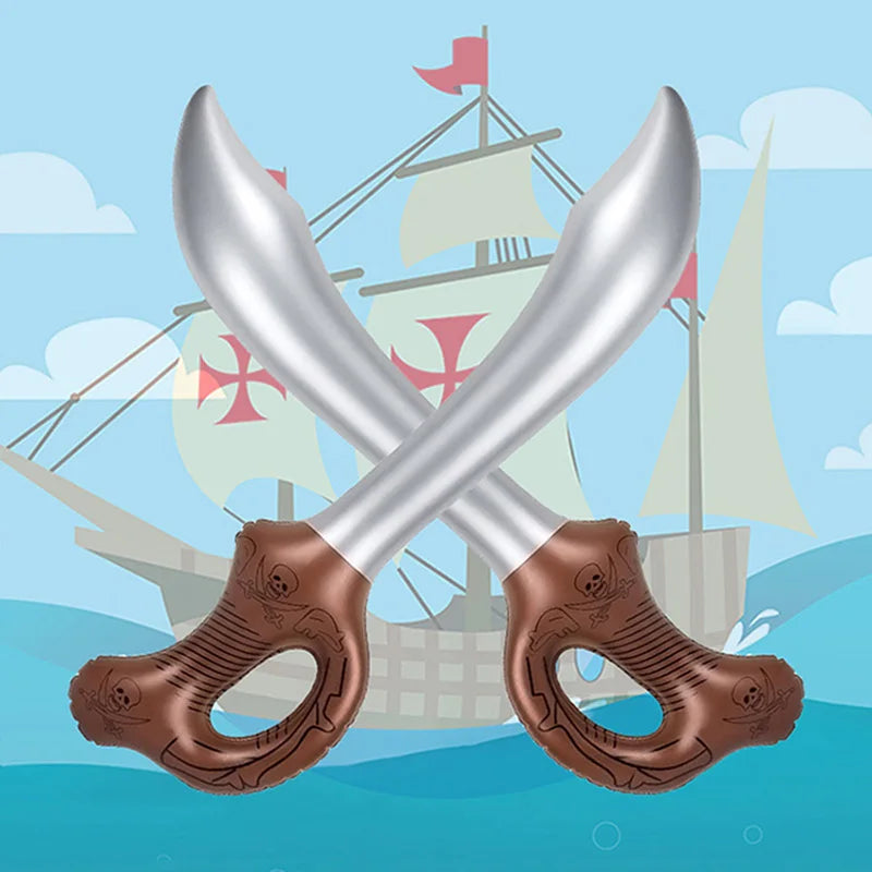 12 Pcs Inflatable Pirate Swords Toy Set for Parties Halloween Pool Play