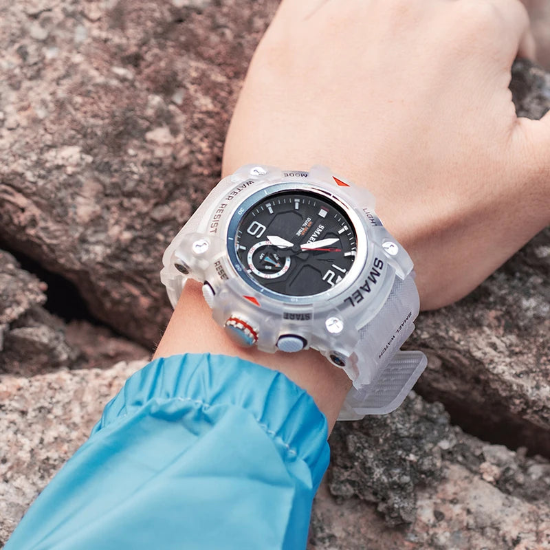 Digital Sport Watch for Men LED Dual Time Waterproof Military Wristwatch