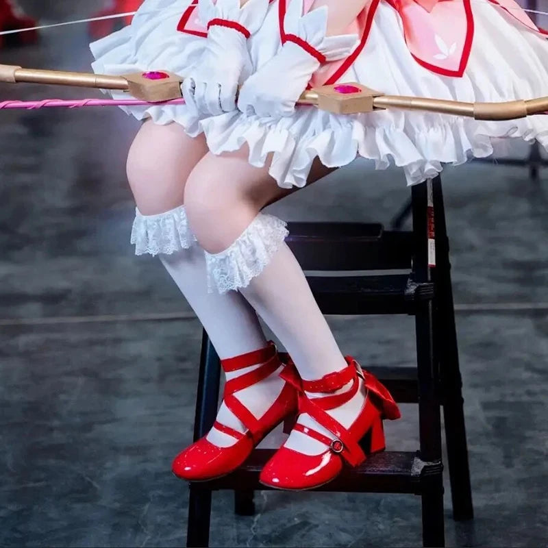 Anime Madoka Magica Cosplay Shoes Girls High Heels Leather Boots Halloween Costume