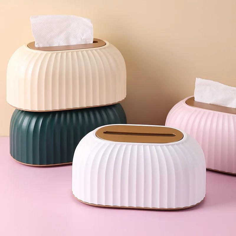 Spring Loaded Tissue Box with Rising and Falling Napkin Holder - Home Decor Accessory