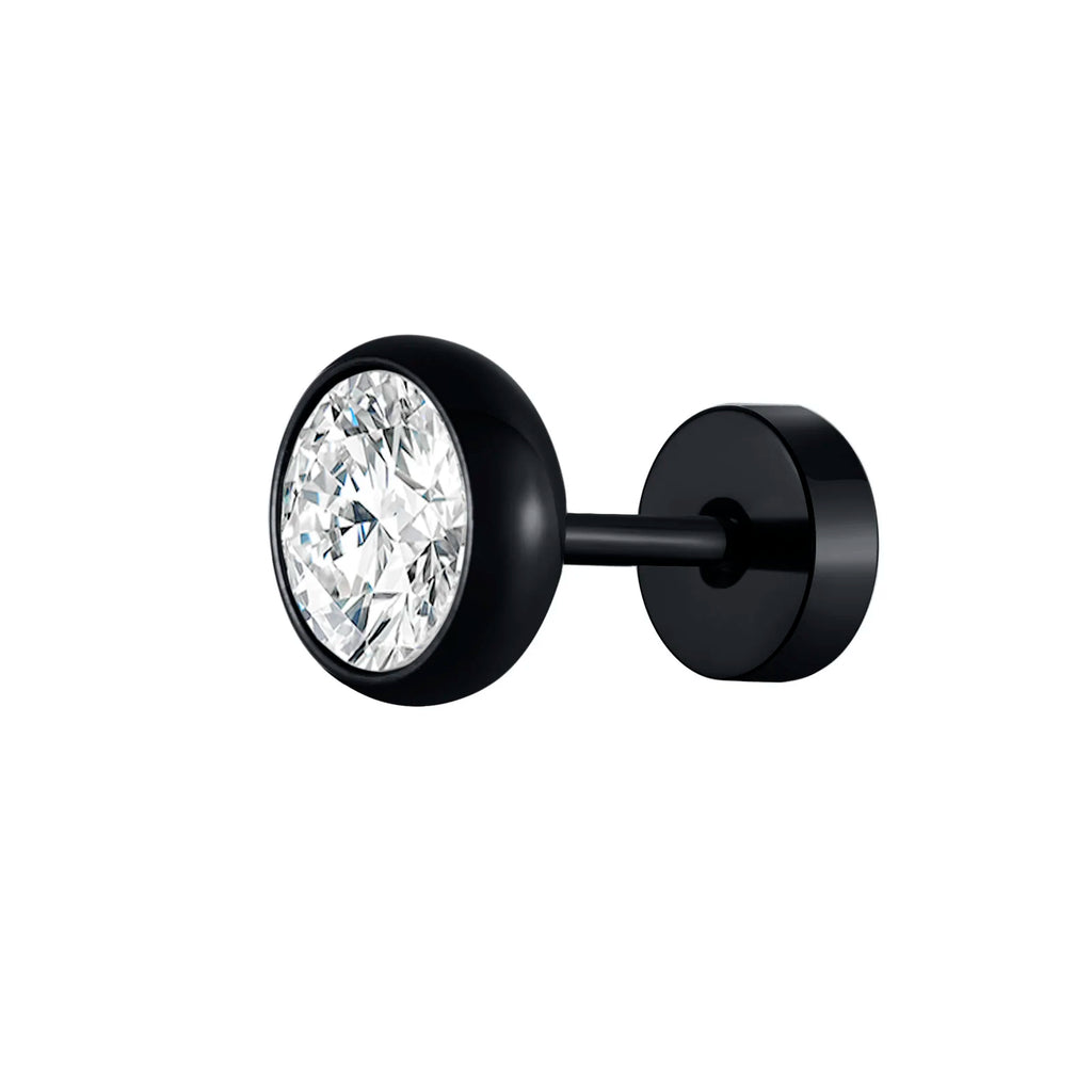 Multi-Faced Zircon Stone Earrings for Men - Screw Back Barbell Jewelry