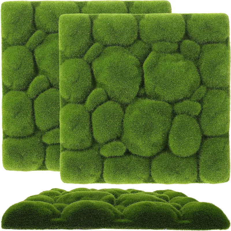 Artificial Moss Wall Panel for Home & Wedding Decor - Green, 29cm