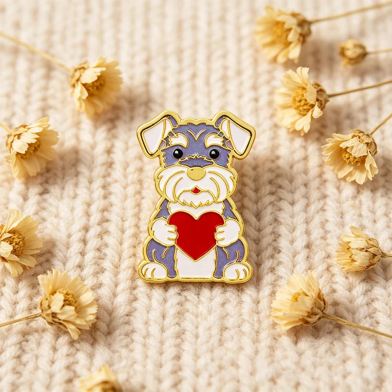 3-Pack Heart Dogs Enamel Pin Badges for Backpack and Clothing - Pet Lover Gift