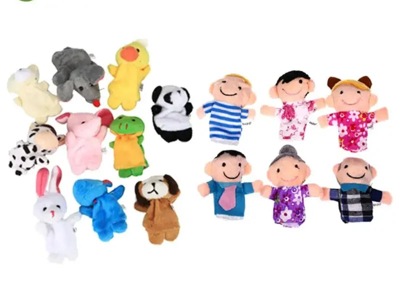 Kids Cartoon Hand Puppet Set - Plush Finger Dolls for Early Education & Play