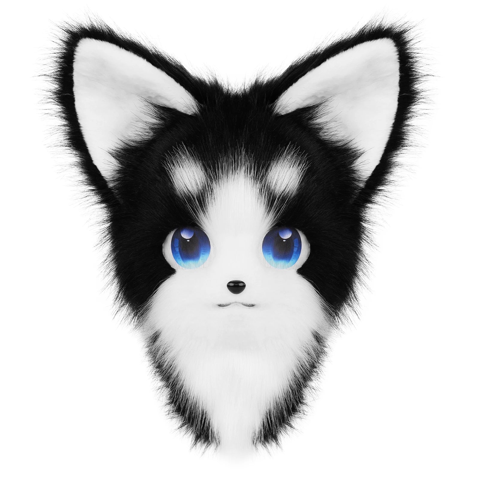 Animal Furry Fursuit Head Mask Plush Cat Fox Costume Prop for Halloween Cosplay