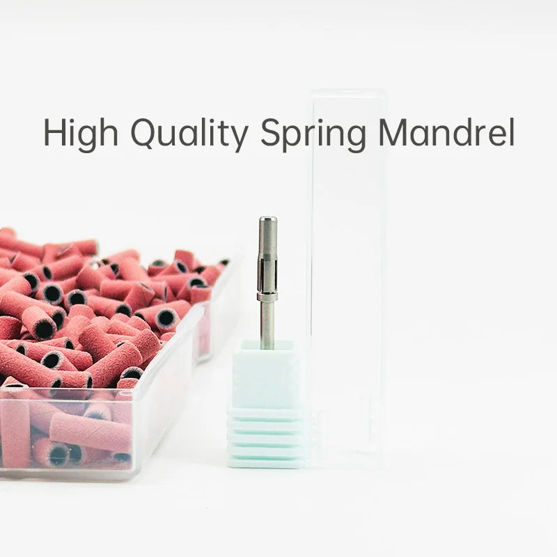 300PCS Nail Sanding Bands Set with Mandrel - 3MM Grit for Nail Drill