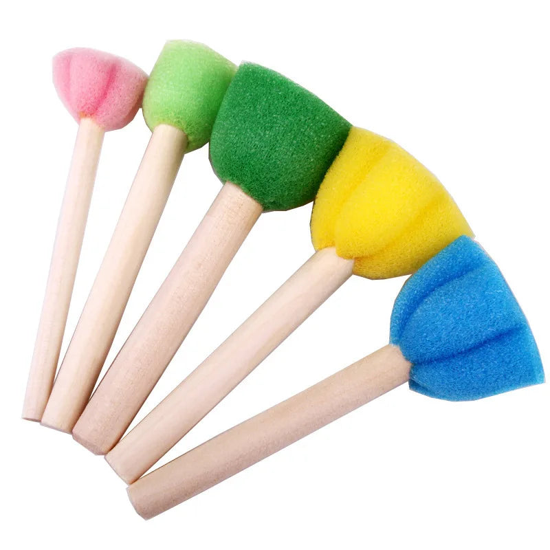 Mini Colorful DIY Painting Sponge Brush Set for Kids Arts and Crafts - 5 Pieces