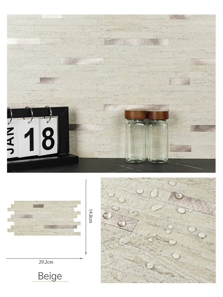 Stone-Effect Metal Mosaic Tiles for Bathroom & Bar Walls - Medium & XL Sizes