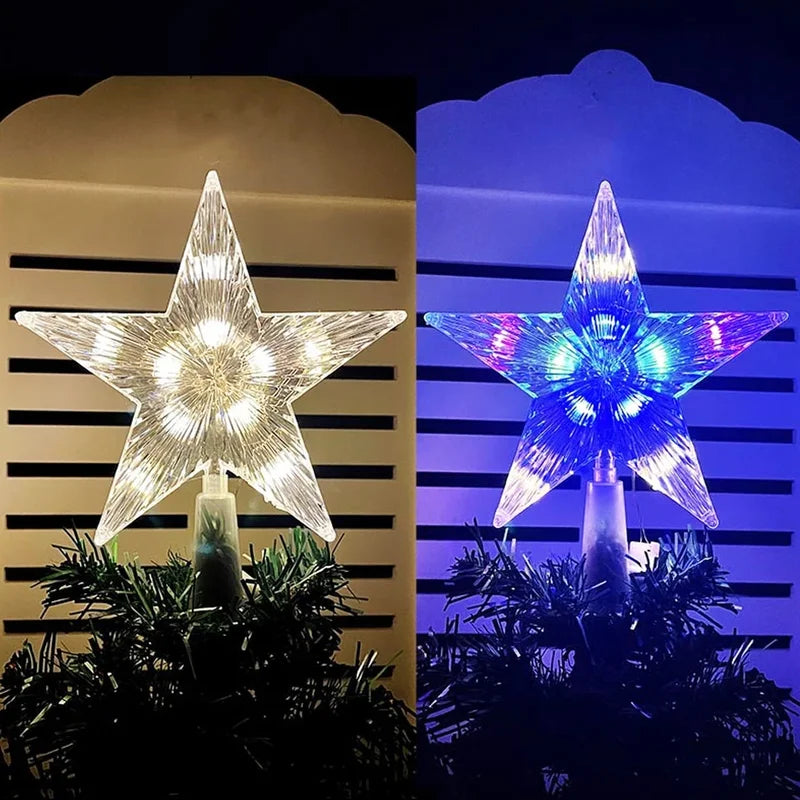 15cm LED Christmas Tree Top Star Light - Glowing Xmas Tree Decoration