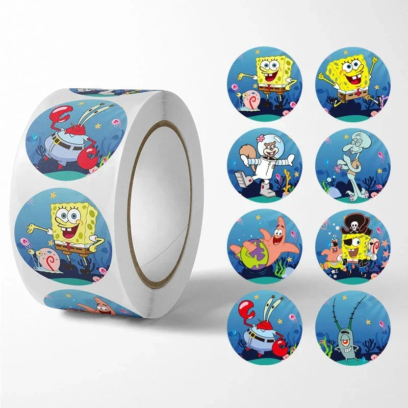SpongeBob SquarePants Sticker Set - 500 Cartoon Anime Decals for Kids Luggage and Stationery