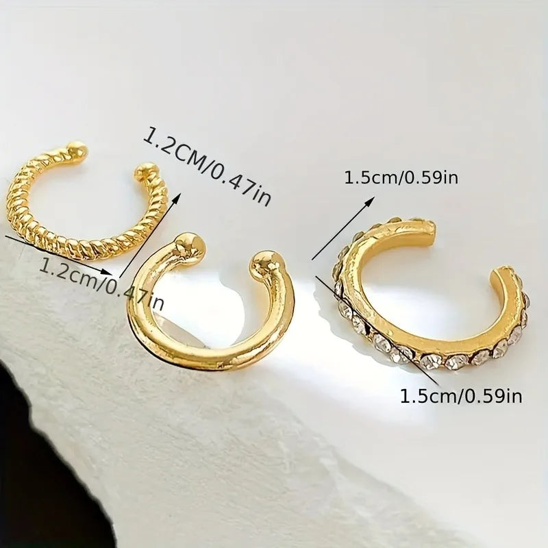 Minimalist Stainless Steel Clip Earrings for Women No Piercing Gold & Silver Tones