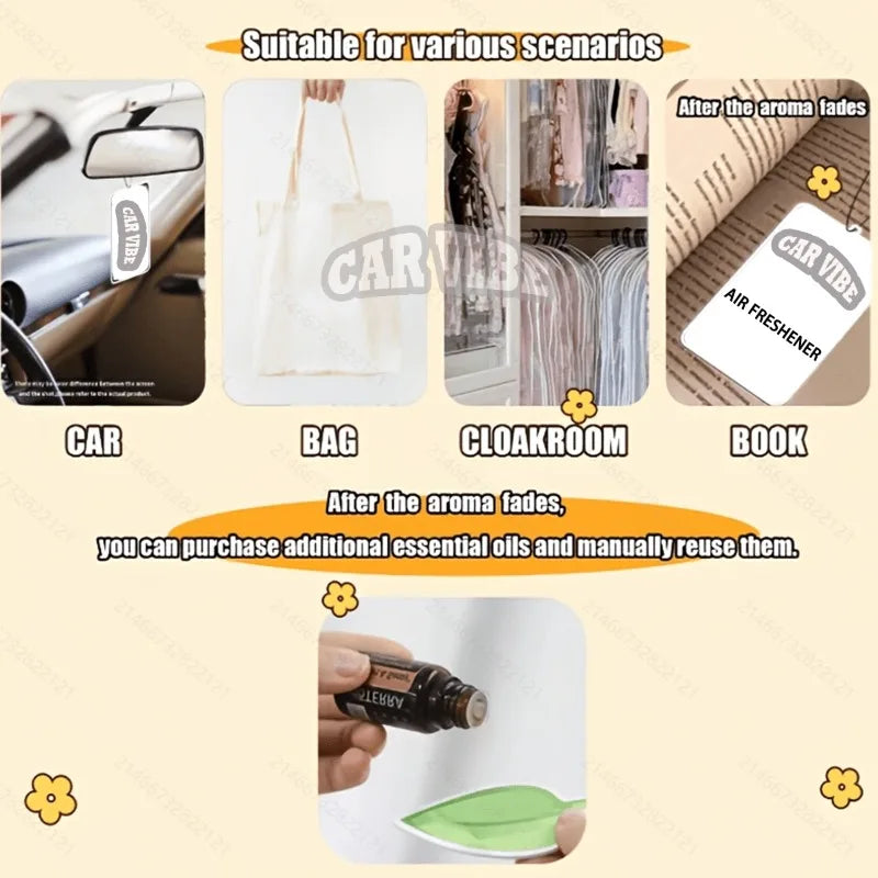 Car Freshener Mirror Hanging Scent Strip Paper Set - Multiple Patterns, Cool Car Decor