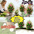 Outdoor Artificial Ferns with Faux Lavender and Ground Stakes - UV-Resistant Garden Decor, 2-Pack