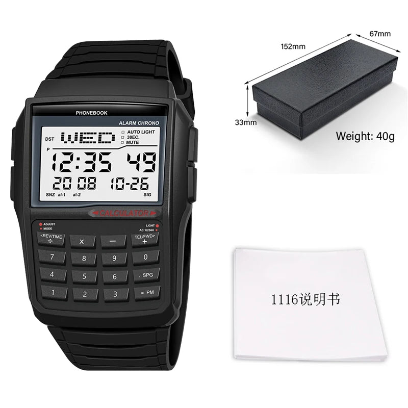 Multifunctional Men's Digital LED Sports Watch with Calculator - Luxury Style