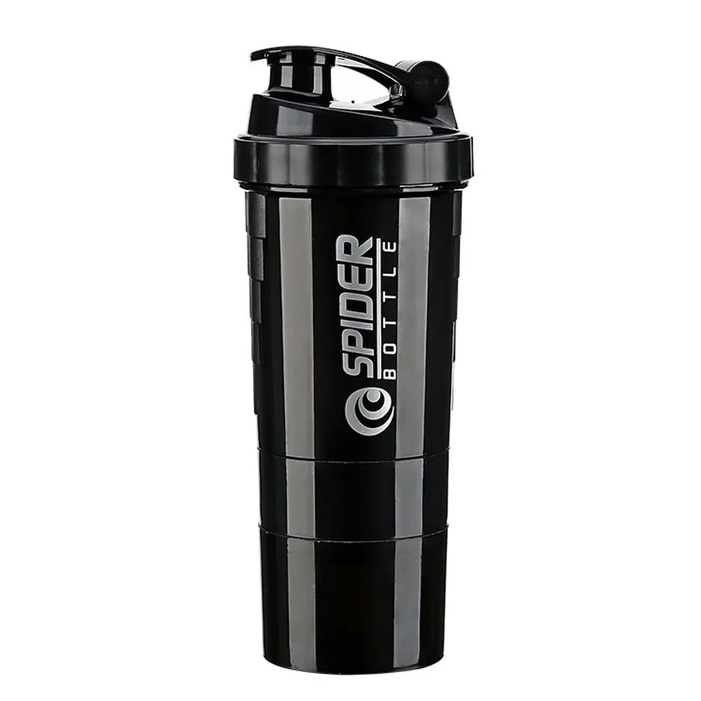 Large Capacity 3-Layer Shaker Protein Bottle for Powder & Drink Mixing