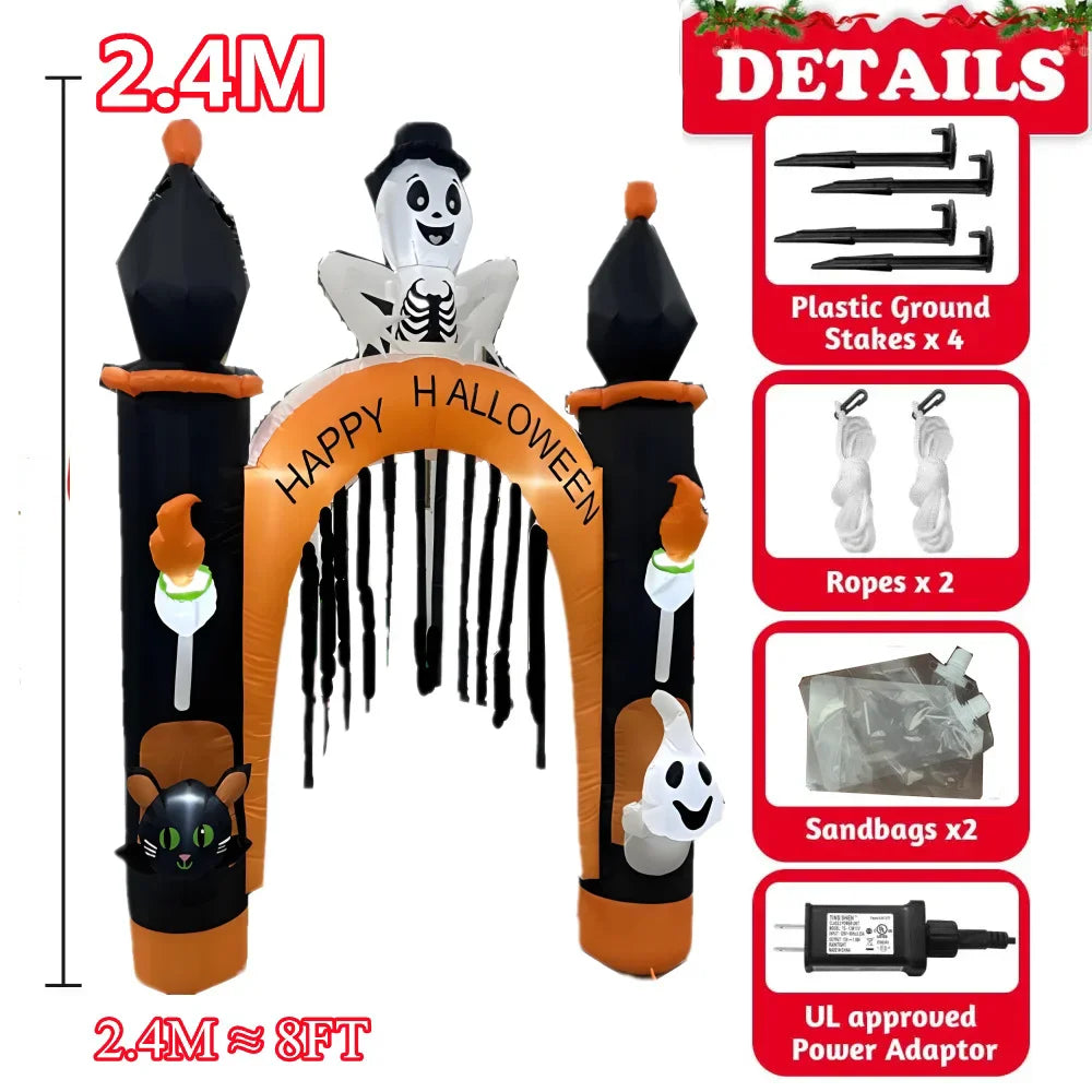 Halloween Inflatable Arch with LED Lights - Outdoor Indoor Garden Party Decor