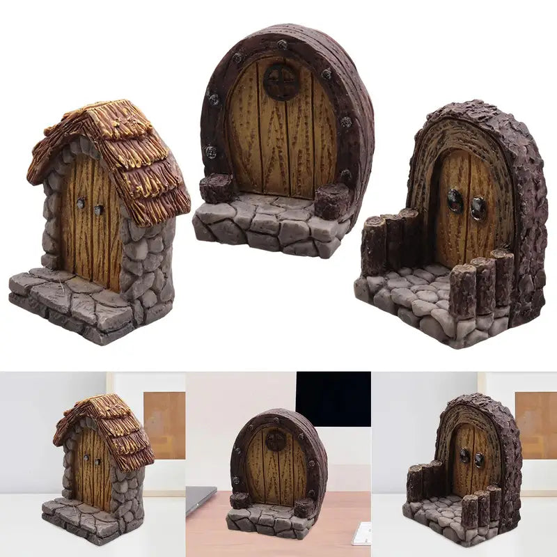Miniature Garden Fairy Door Resin Lawn Ornament for Micro Landscape & Home Decor
