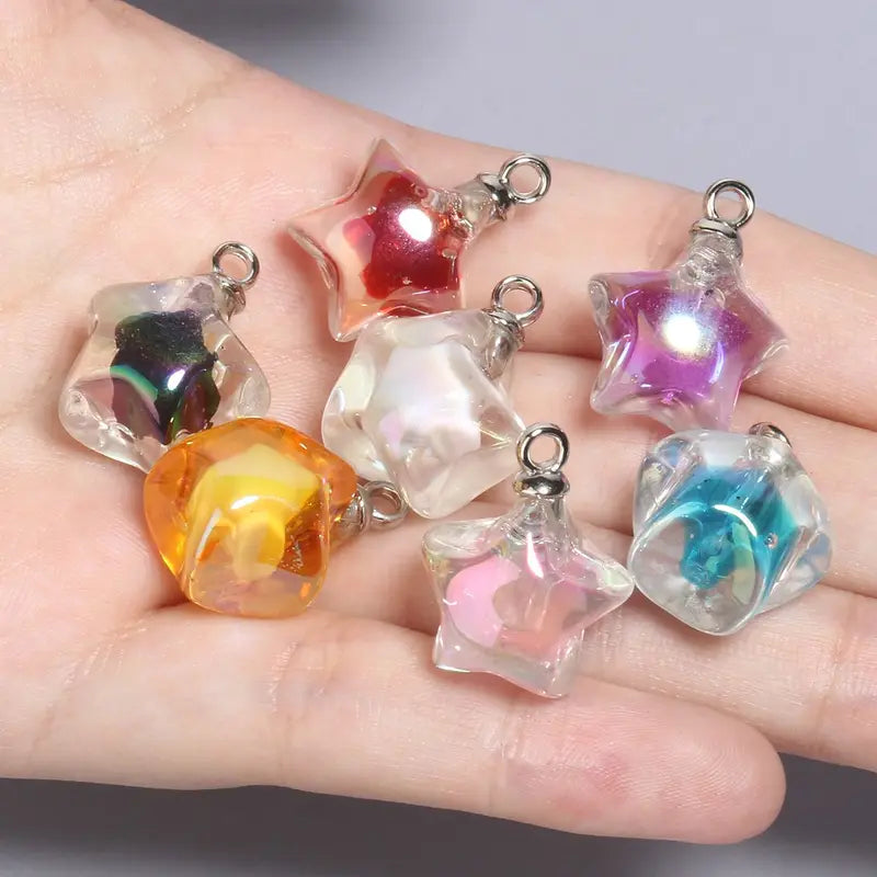 10pcs Clear AB Colorful Star Acrylic Charms Beads Pendant Jewelry Making Supplies