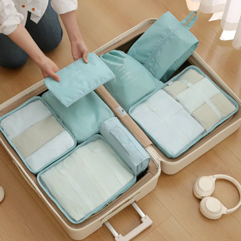 6-Piece Travel Storage Bag Set Waterproof Large Capacity Luggage Organizers