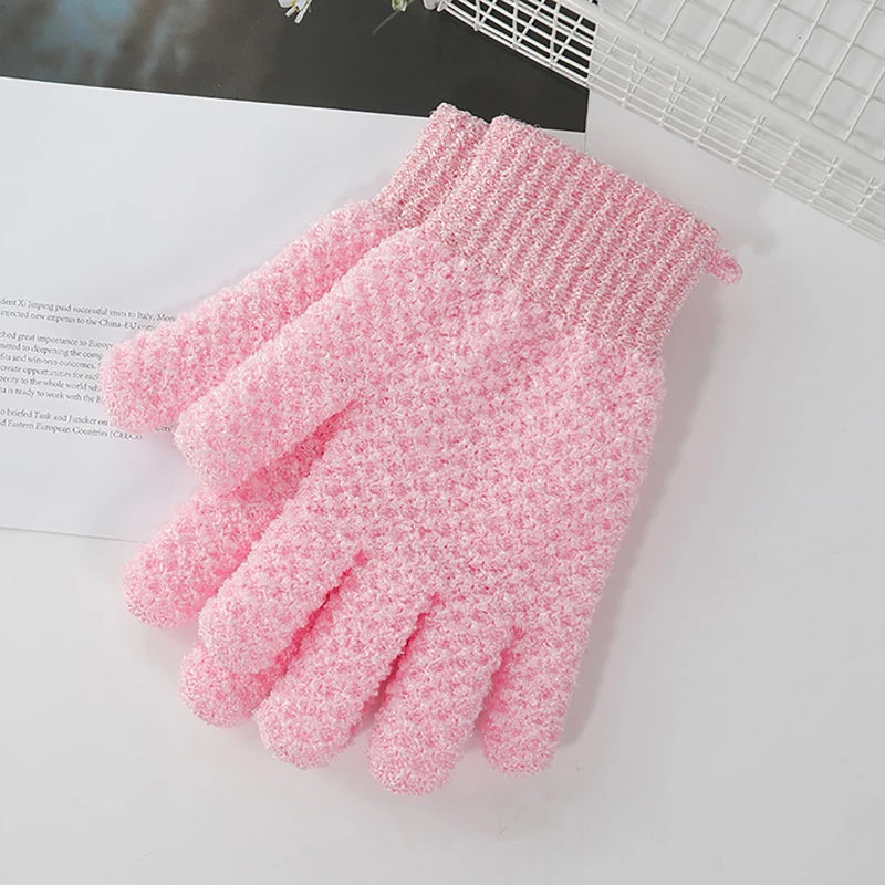 Exfoliating Shower Gloves for Body Peeling and Skin Moisturizing - Pink & Blue