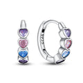 Sterling Silver Four Leaf Clover Hoop Earrings with Colored Zircon for Women